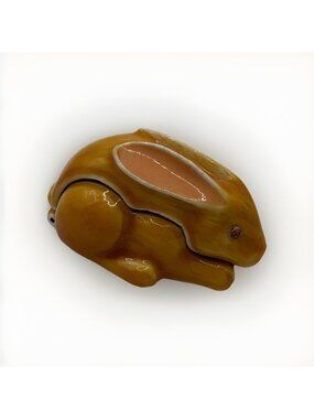 Monet Baby Rabbit Enamel Trinket Pill Box Easter Bunny Miniature Figurine Yellow